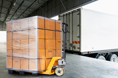 shipping pallet waiting at dock for delivery