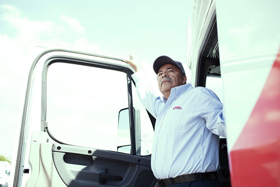 driver exiting a commercial truck